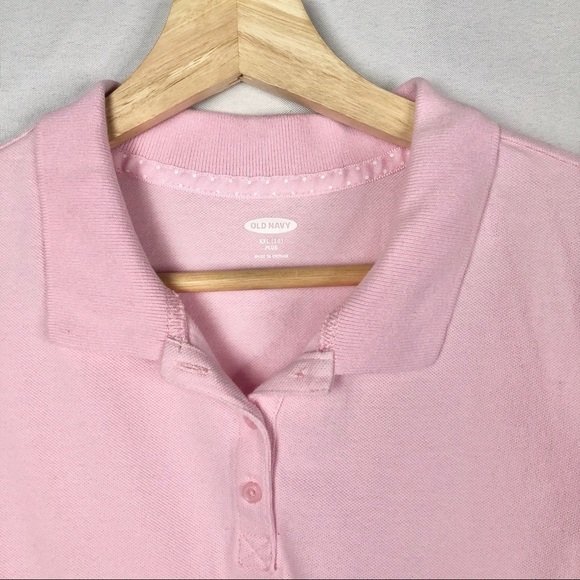 Old Navy Light Pink Cotton Polo Uniform Short Sleeve Top XXL 16/18 - Picture 2 of 3